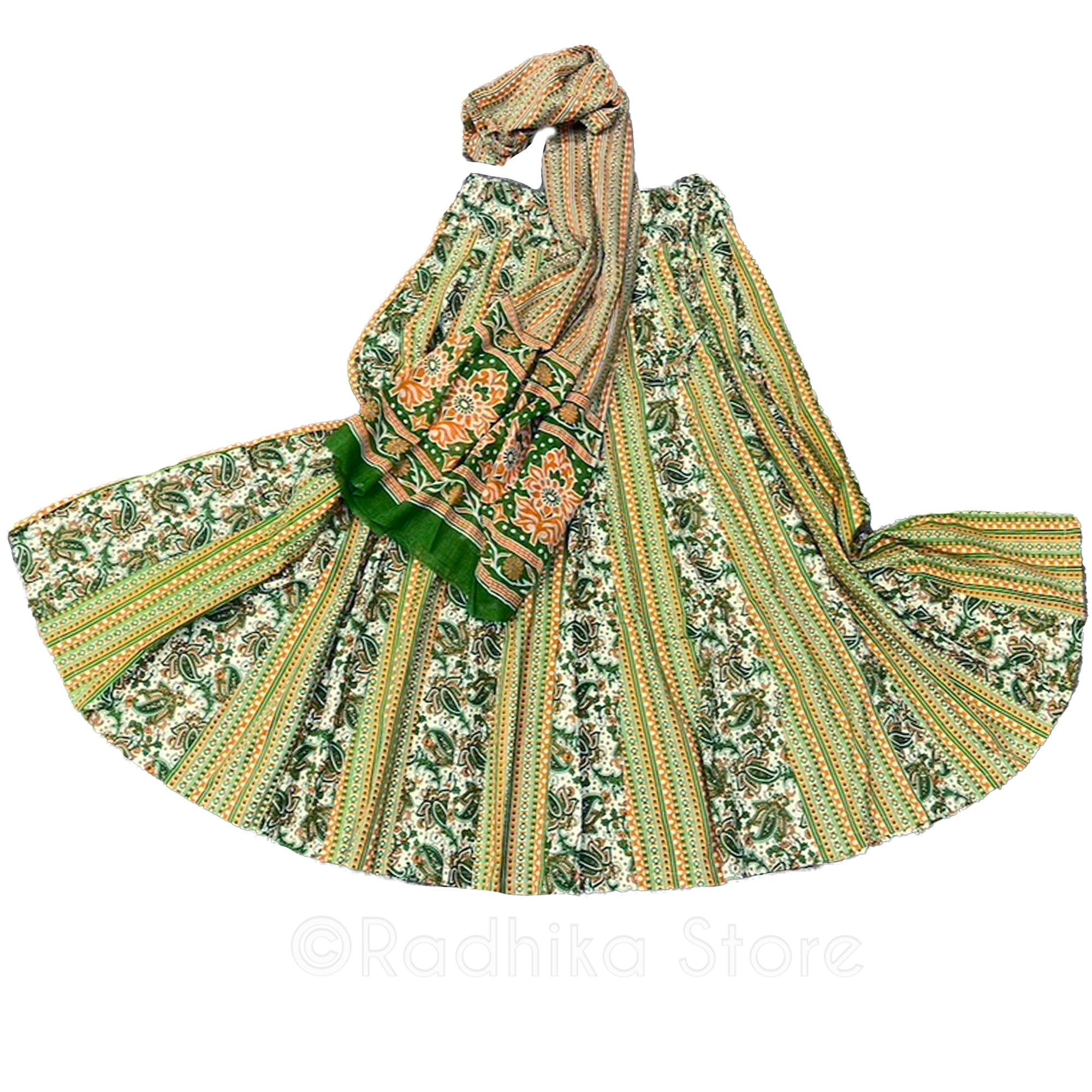 Braja Garden - Every Day - Gopi Skirt - Cotton Fabric - With Chadar - Large