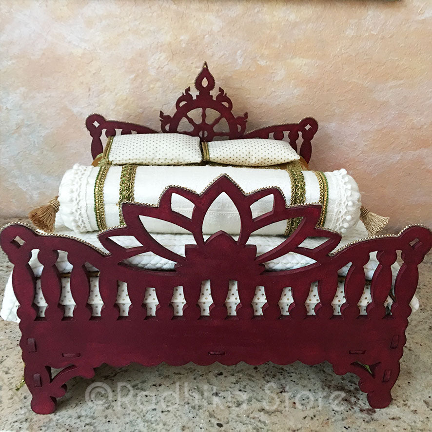 Mahagony Chakra Lotus Vrindavan Bed - 14 1/2" Inch