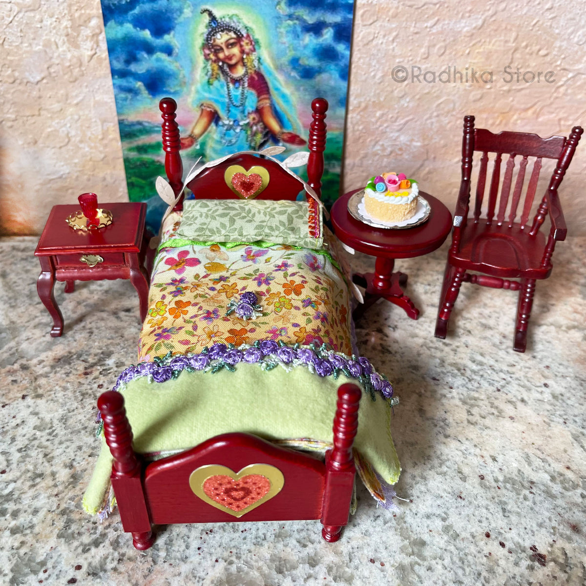 Little Vrindavan Forest Flowers-Mahogany Poster Bed