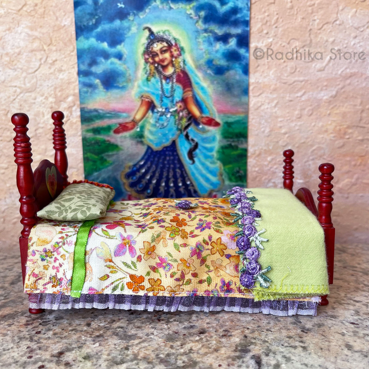 Little Vrindavan Forest Flowers-Mahogany Poster Bed