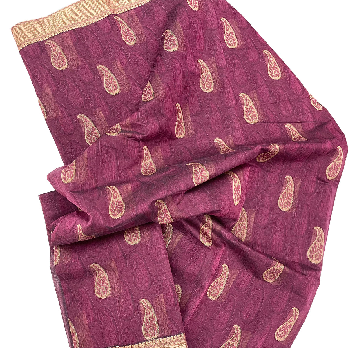 Vrindavan Dust Chandrikas- Burgundy - Cotton Silk Saree