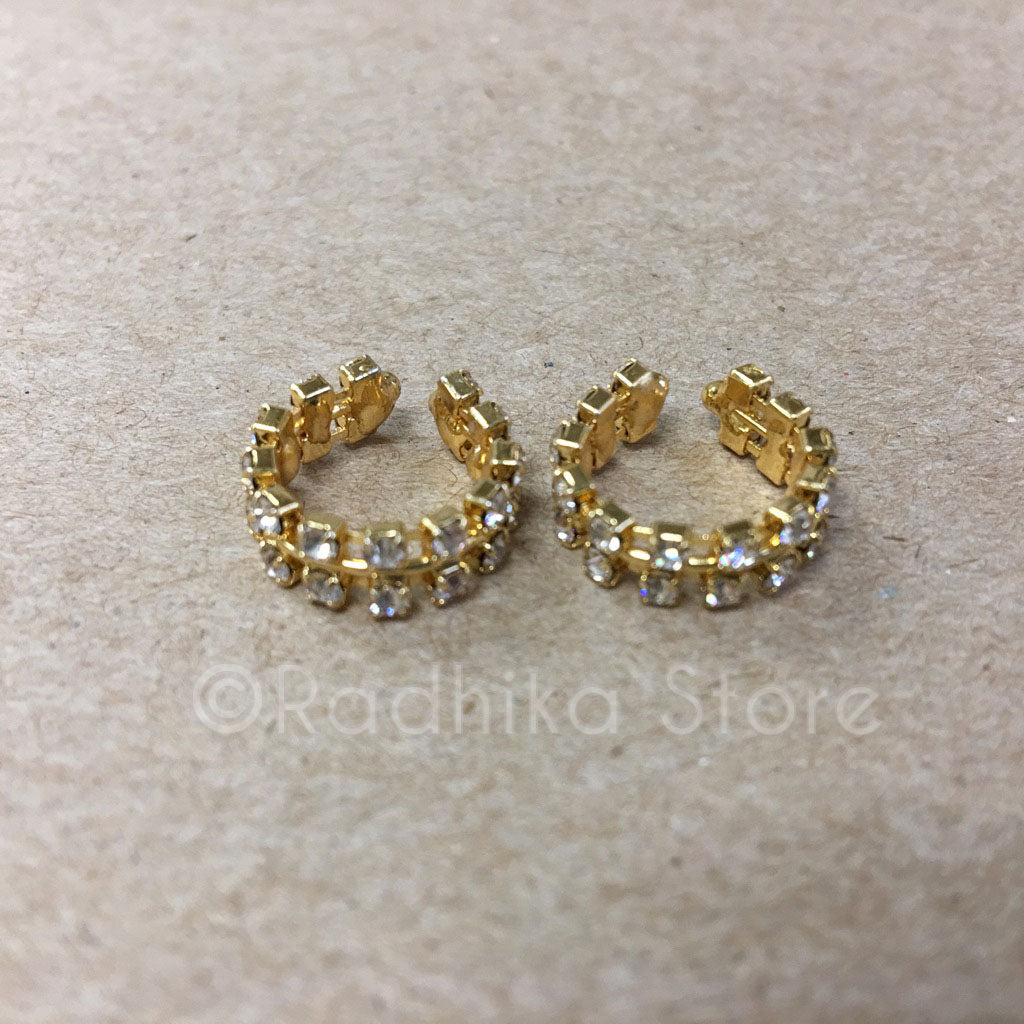 White Diamond Rhinestone Bangles/Anklets - Set of 2 - 5 Sizes