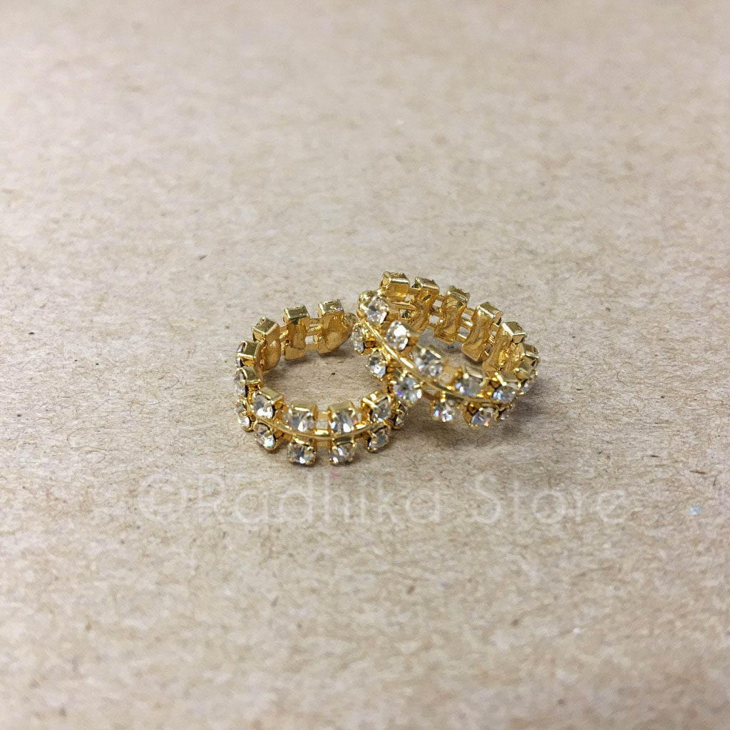 White Diamond Rhinestone Bangles/Anklets - Set of 2 - 5 Sizes