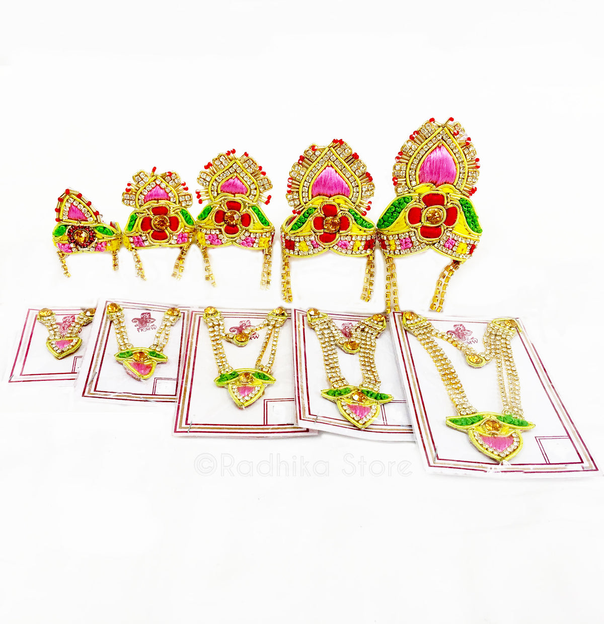 Gaurangi Flower - Deity Crown and Necklace Set