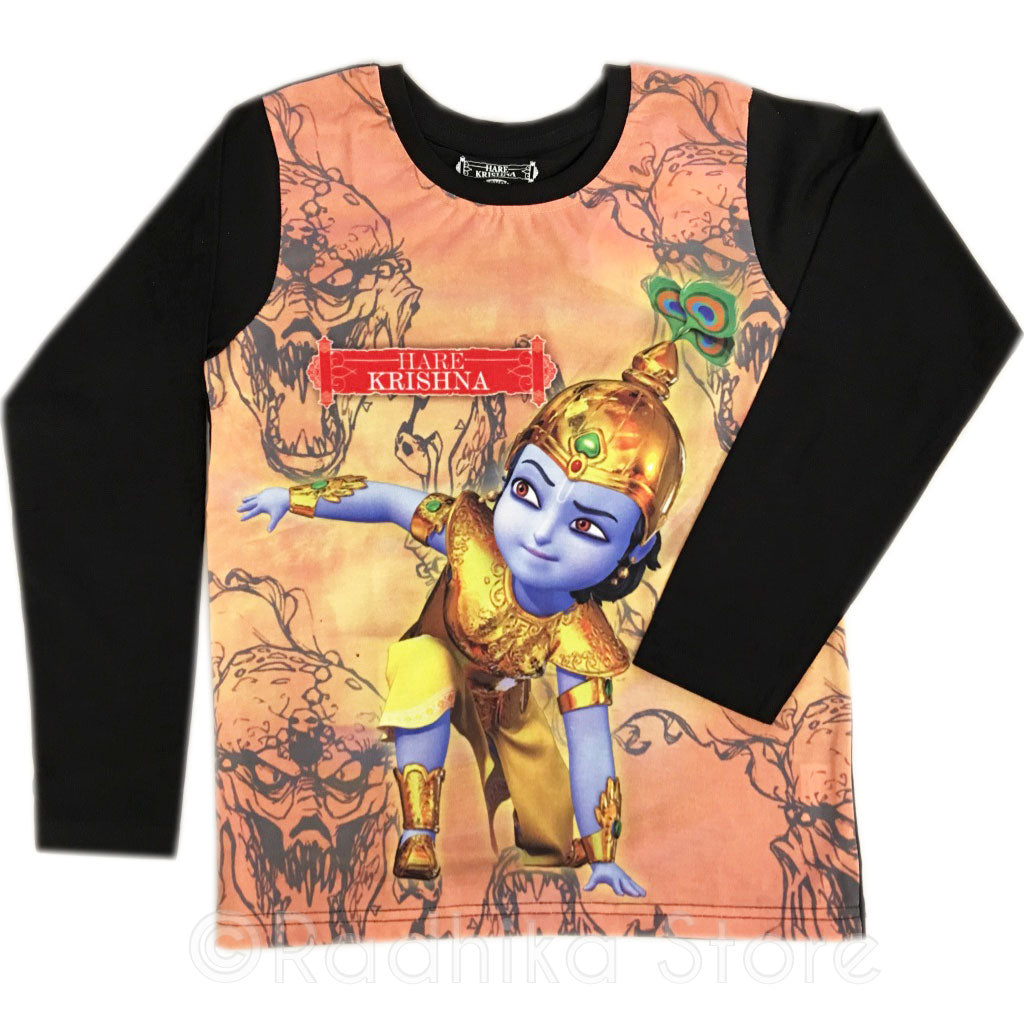 Warrior Krishna Black Long Sleeve- Choose Size 2 to 8 Years