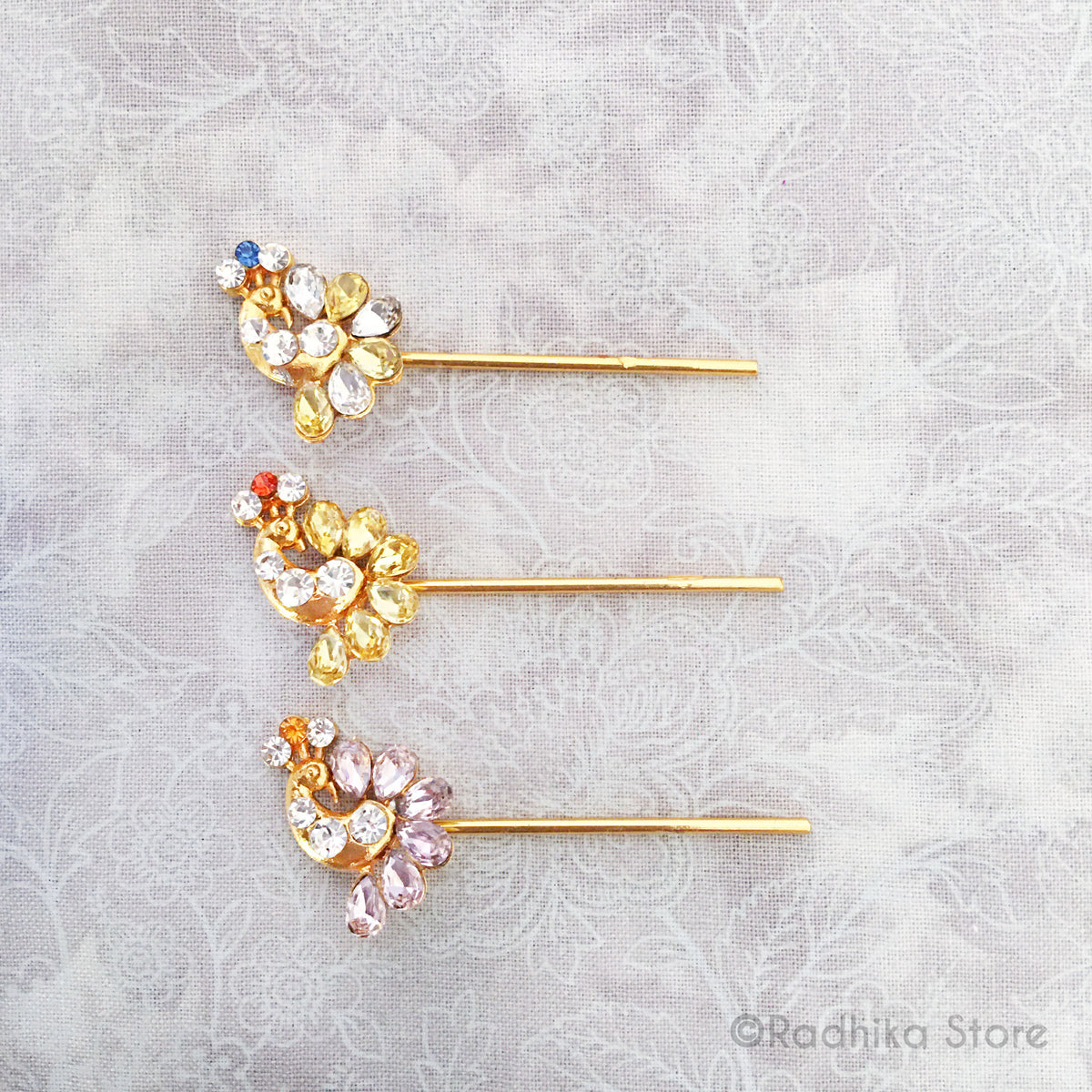 Krishna Prema Peacock Flute - Yellow - Soft Pink  - Tiny 2.2 Inch