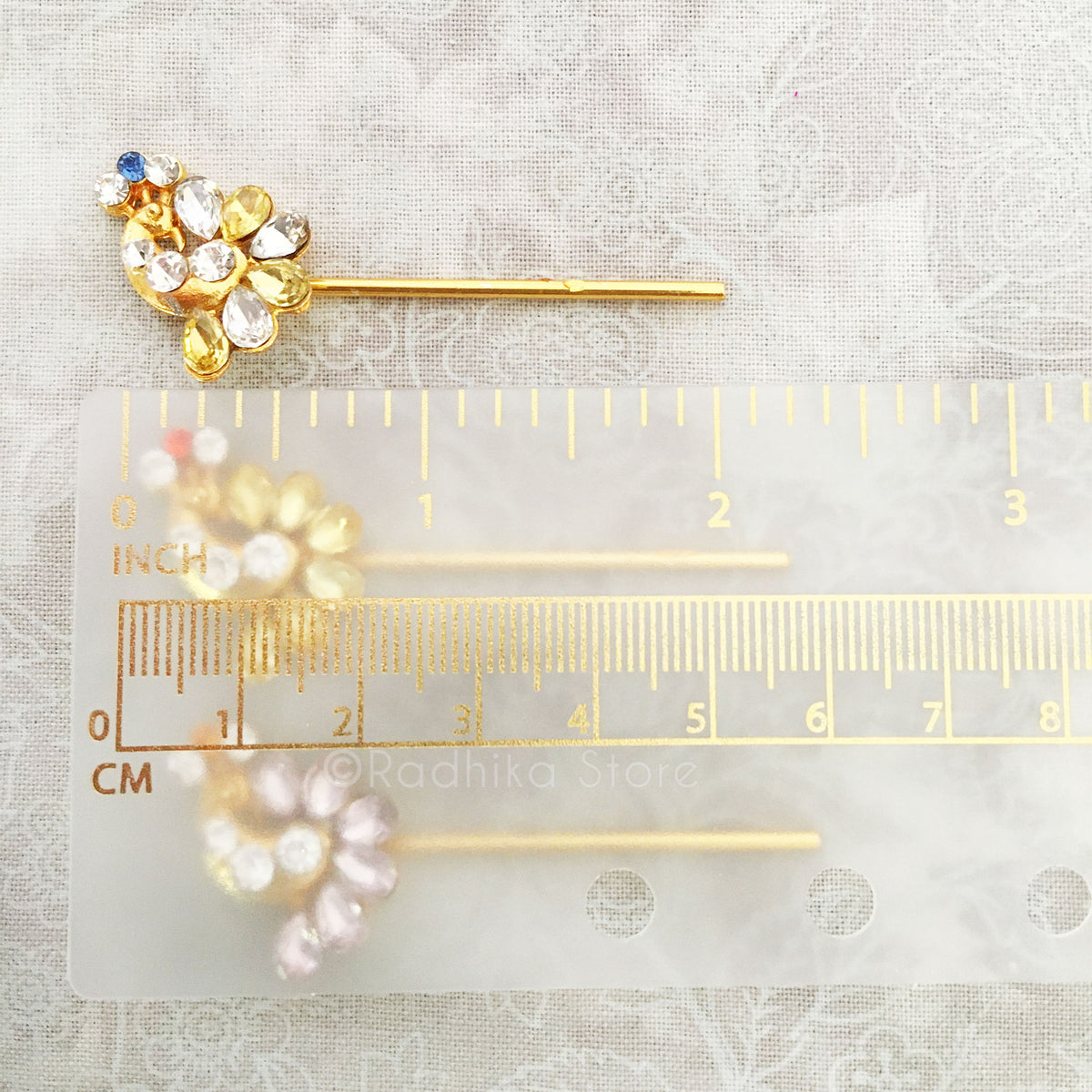 Krishna Prema Peacock Flute - Yellow - Soft Pink  - Tiny 2.2 Inch