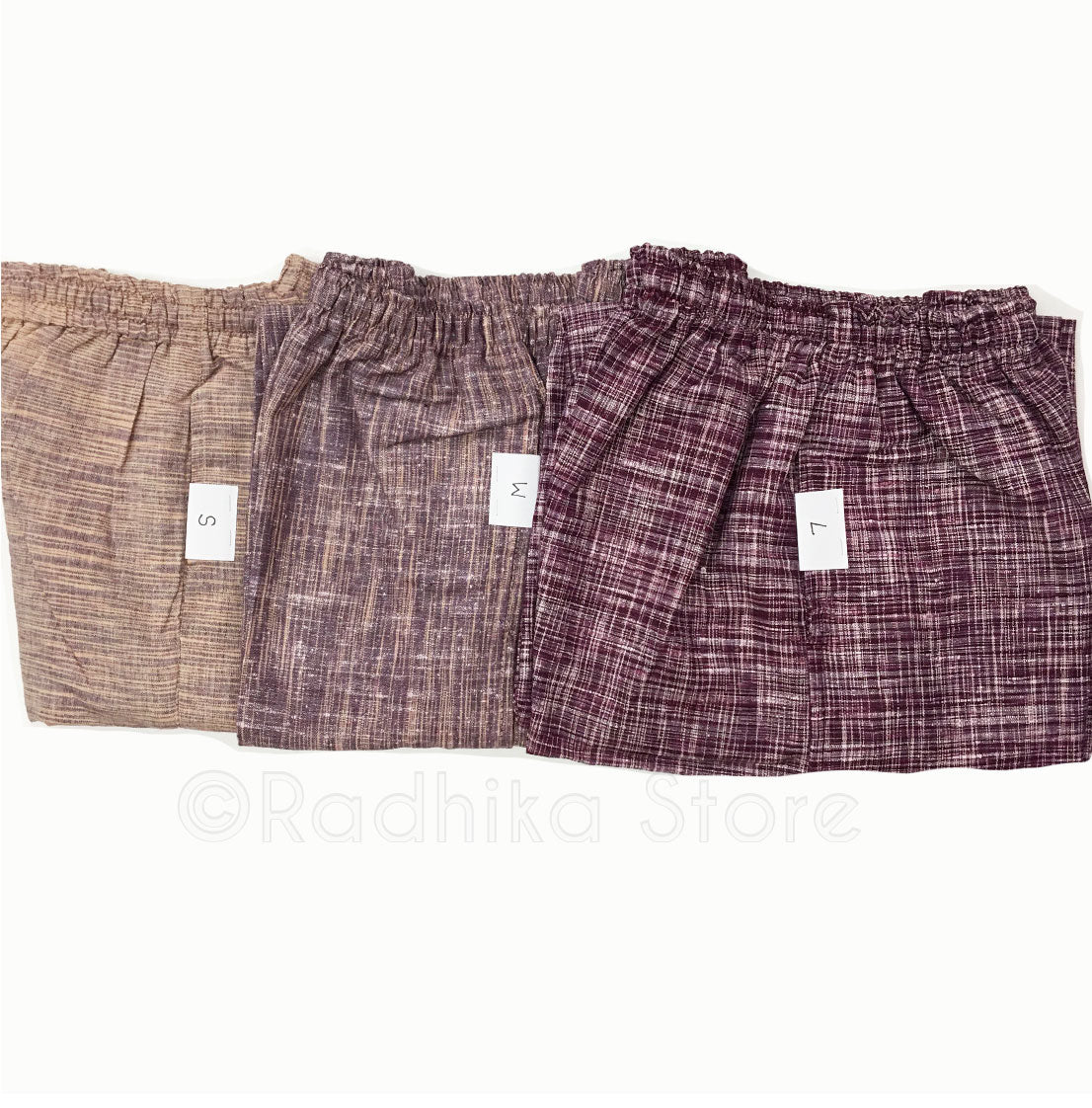 Natural Jute Yogi Pants - Purple/Peach- S, M, L, Xl
