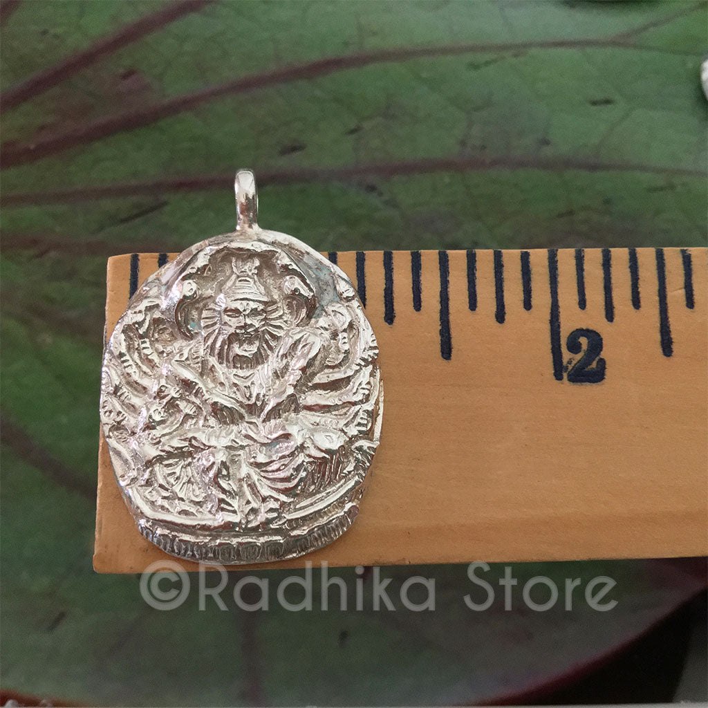 Ahobilam Narasimhadeva Relic Style -  Silver Pendant- 2 Sizes
