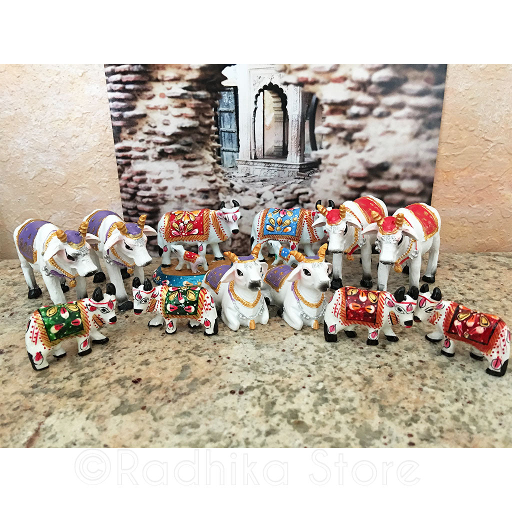 Tiny Ceramic Surabhi Altar Cows Set of 2 - 1 1/4&quot; Inch- Choose Color