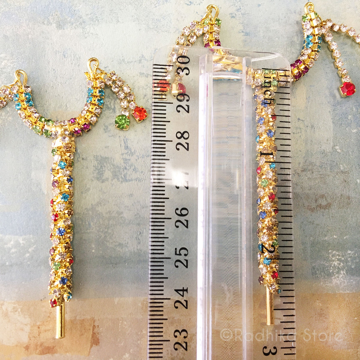 Lord Krishna&#39;s Armrest With Multi Color Rhinestones- 2 1/4 to 3 Inch