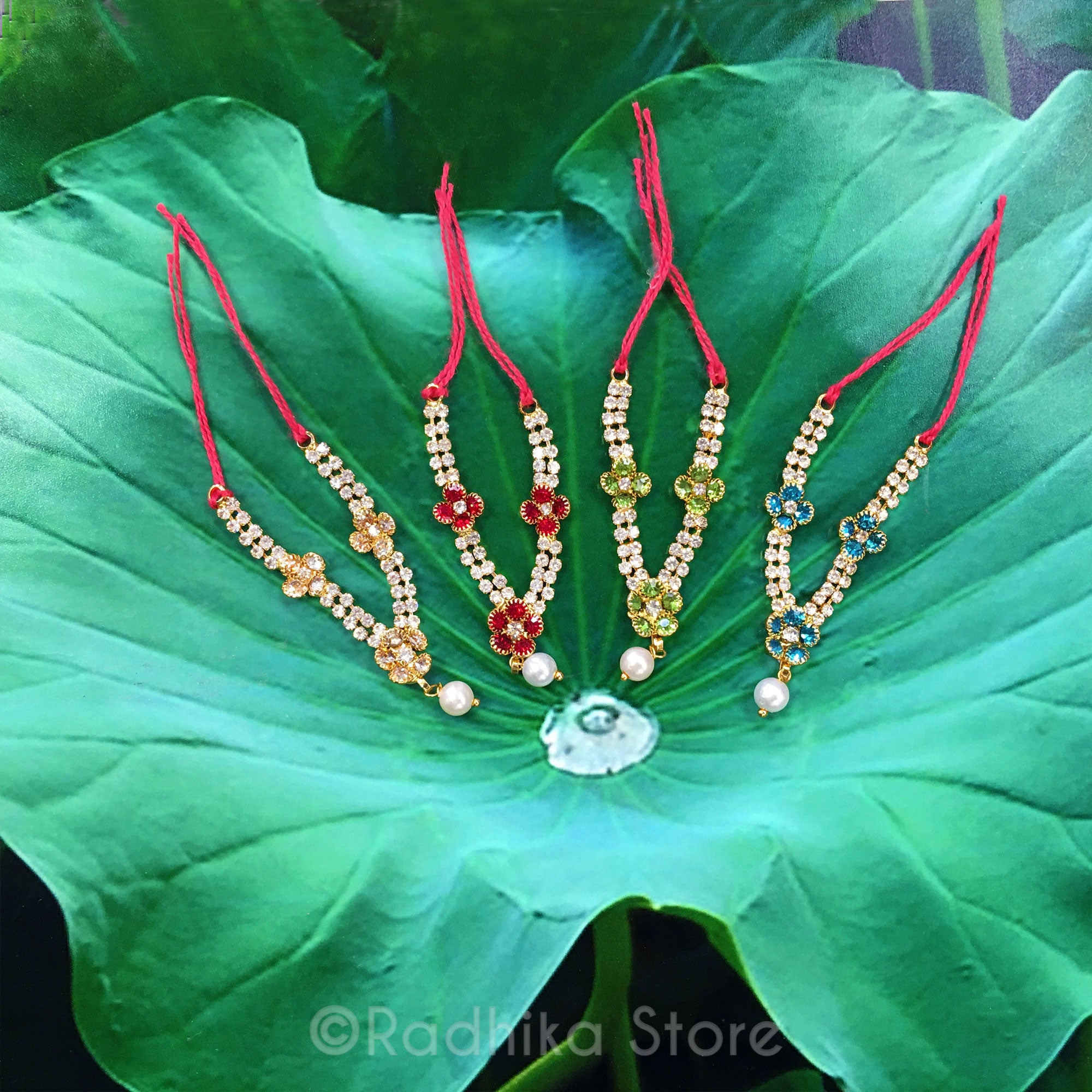 Barsana Flower Rhinestone Deity Necklace
