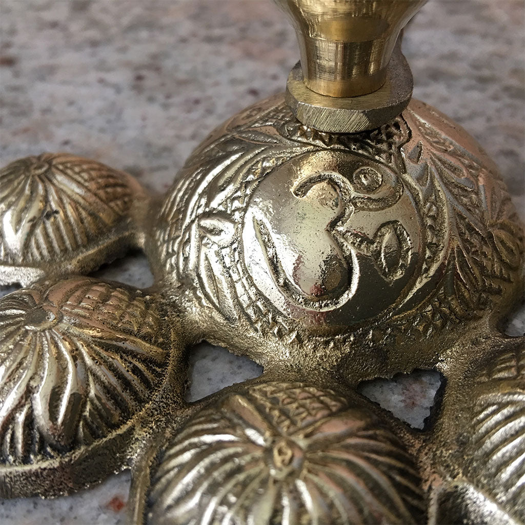 5 Prong Brass Arati Lamp - Small Medium Large