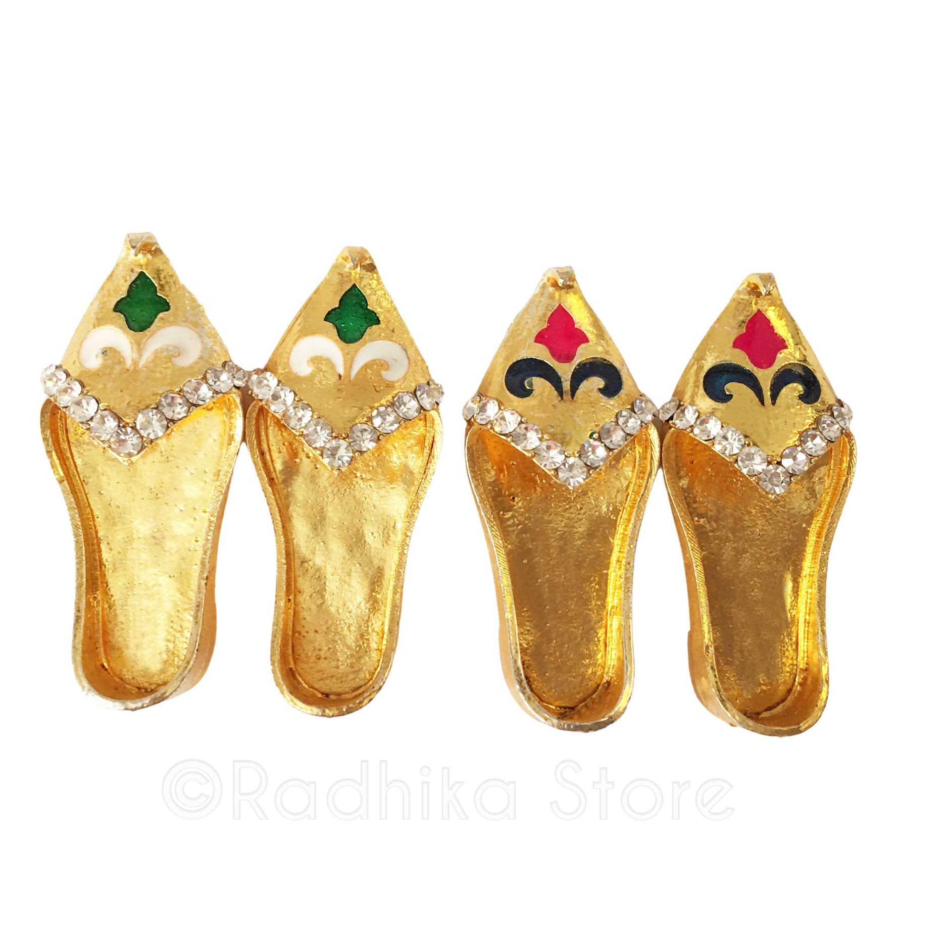 Golden Deity Slippers - Shoes - Green or Red