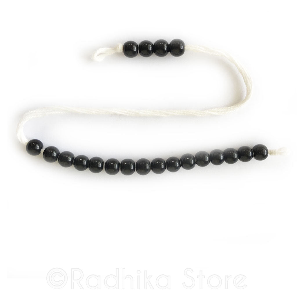 Faux Black Onyx Glass Japa Counting Beads