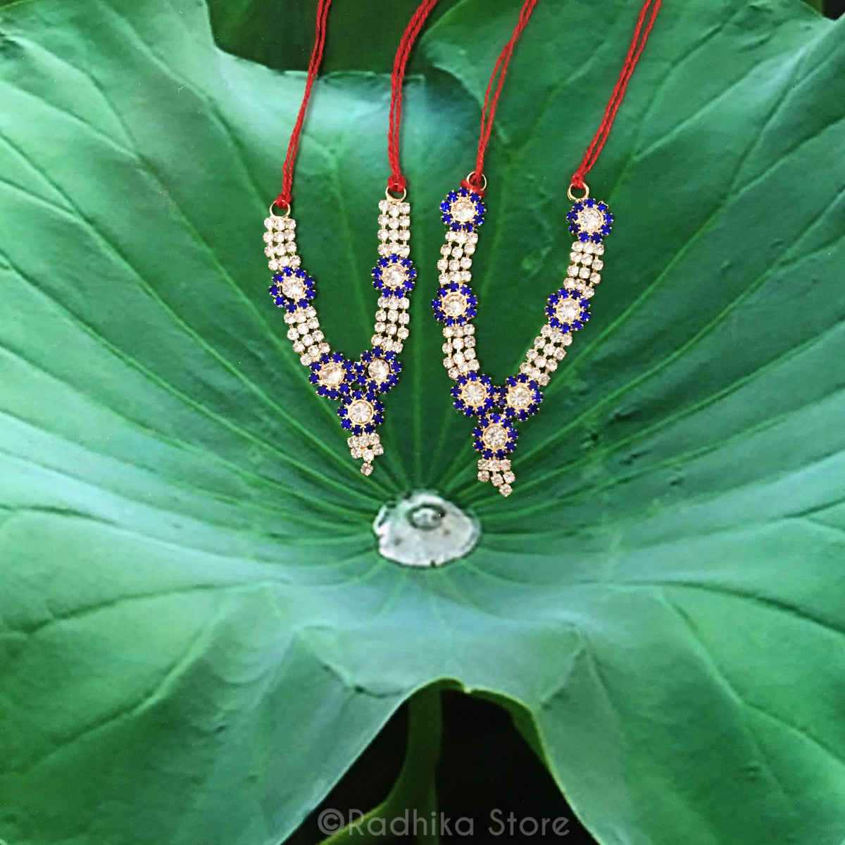 Blue Lotus Pond Rhinestone Deity Necklace