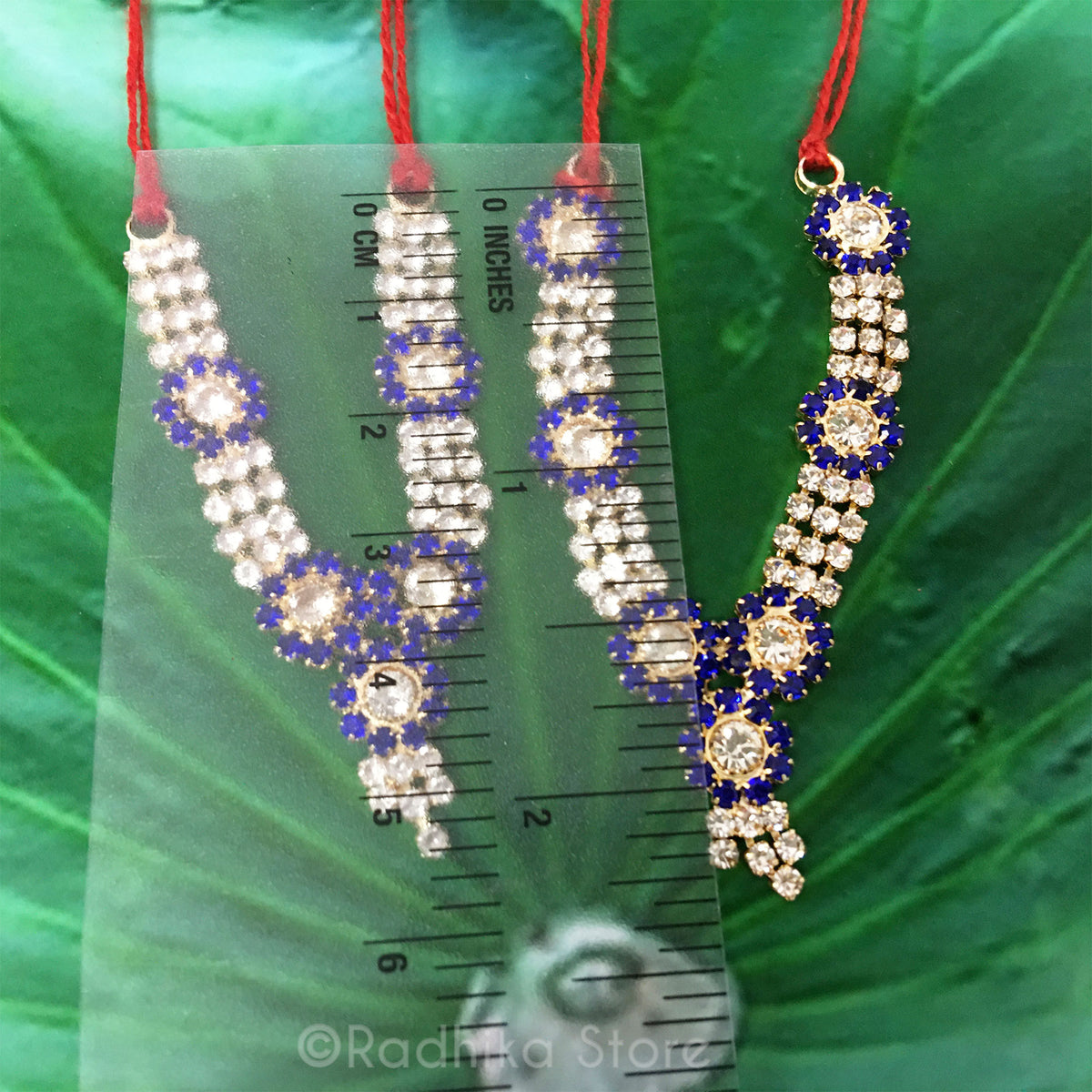 Blue Lotus Pond Rhinestone Deity Necklace