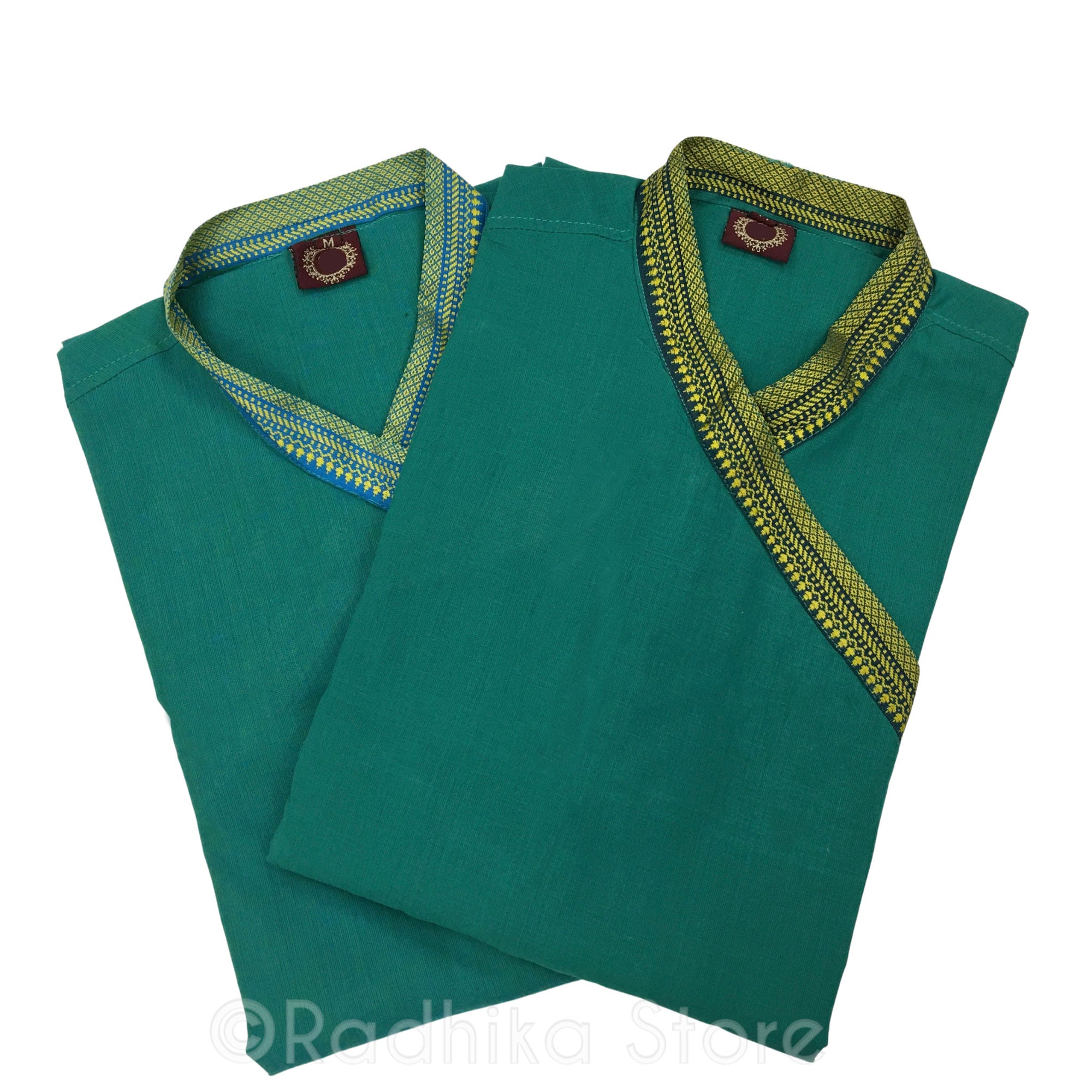 Bright Green Festival Bundi Kurta - Cotton - Short Sleeve