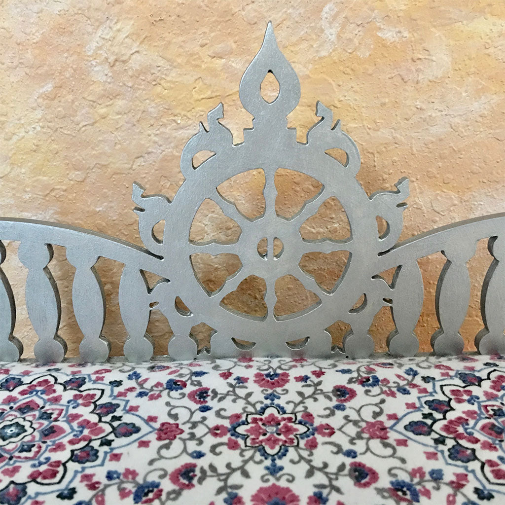 Sri Radha Raman - Silver Lotus Chakra Bed- 14 1/2&quot; Inch