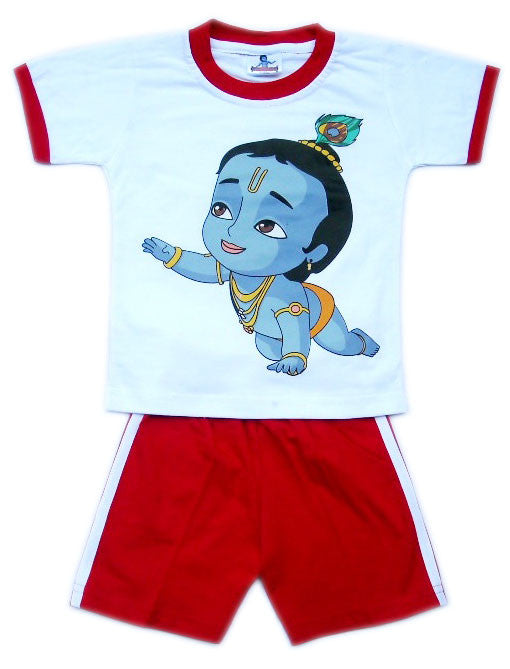 Crawling Krishna Set, White/Red