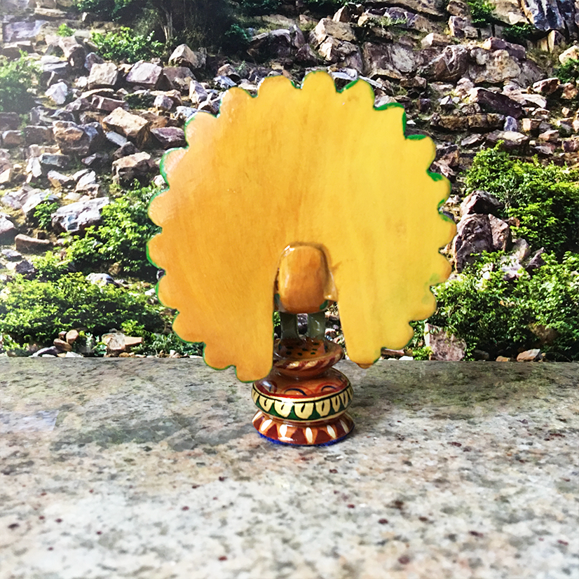 Hand Carved and Painted  Dancing Govardhana Peacocks - Choose Size and Color