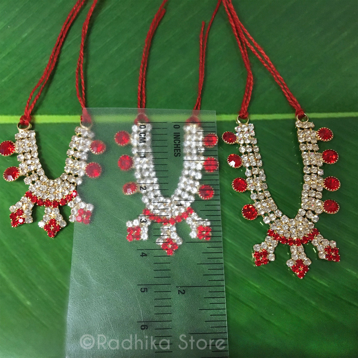 Docks of Kusum Sarovar Ruby Red Rhinestone - Deity Necklace