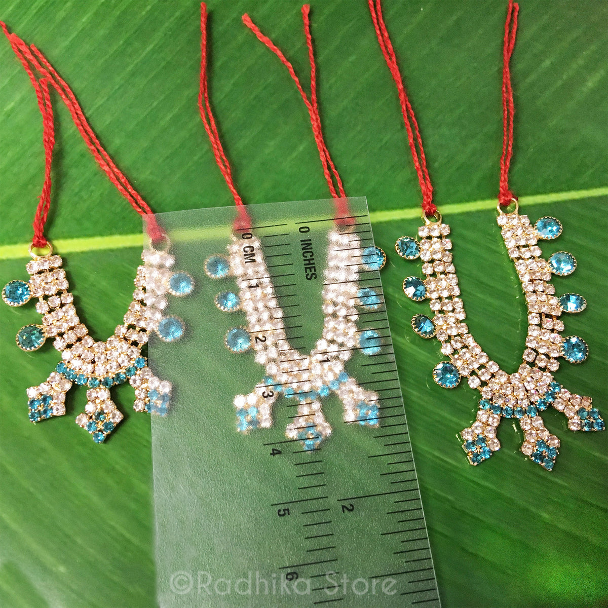 Docks of Kusum Sarovar Teal Blue Rhinestone - Deity Necklace