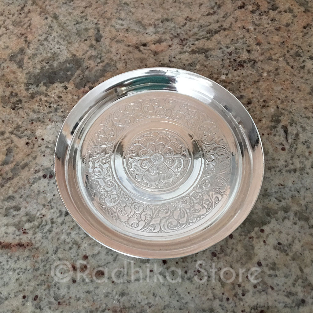 Exquisite Silver Arati Tray Complete Set - 5" Inch Mini Set