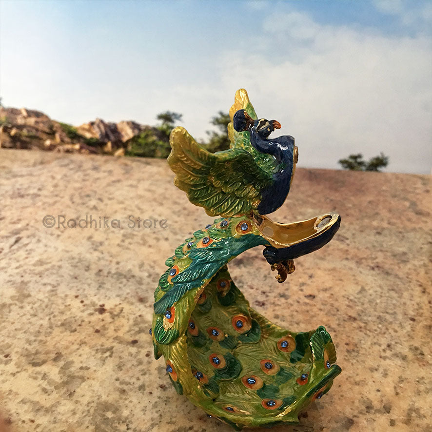 Flying Jeweled Govardhana Peacock - With Hidden Treasure