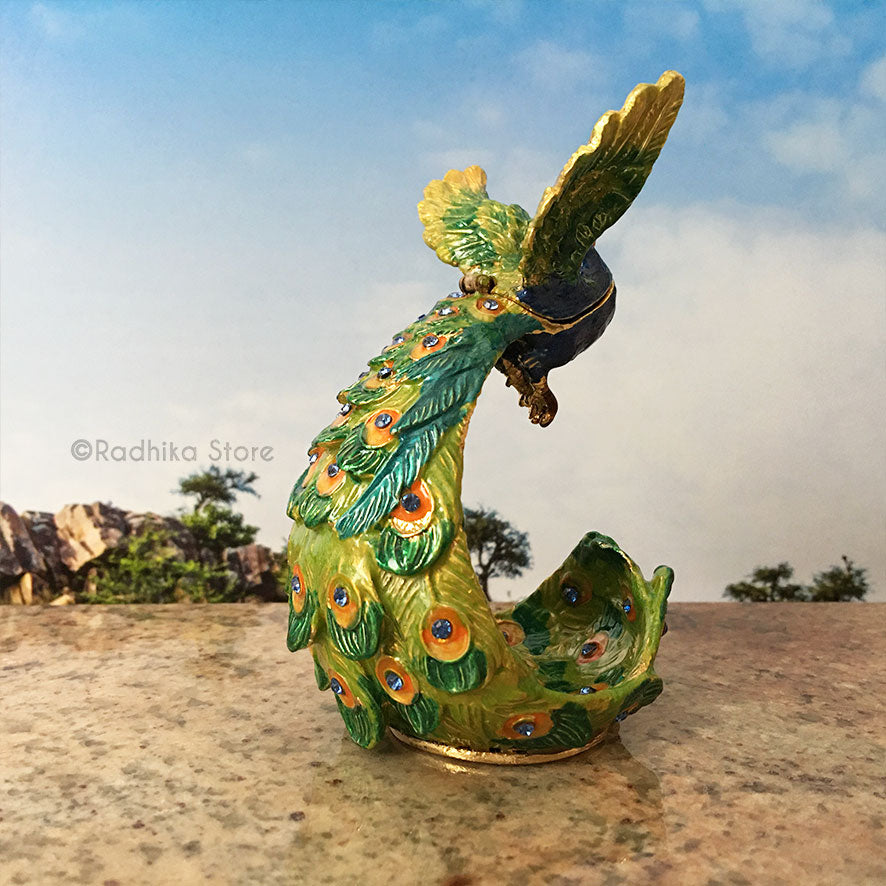 Flying Jeweled Govardhana Peacock - With Hidden Treasure
