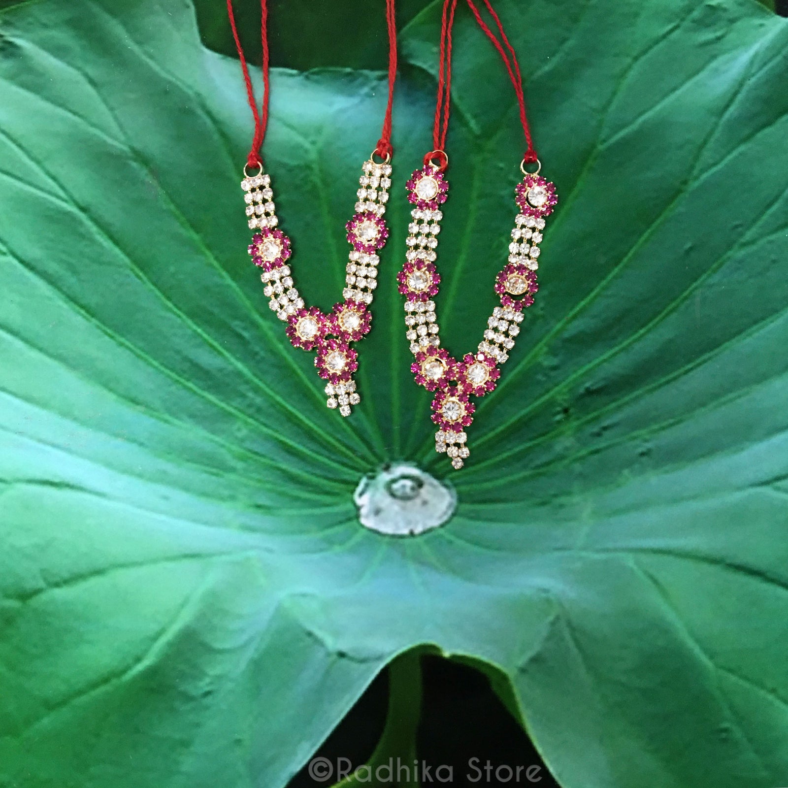 Fuschia Lotus Pond Rhinestone Deity Necklace