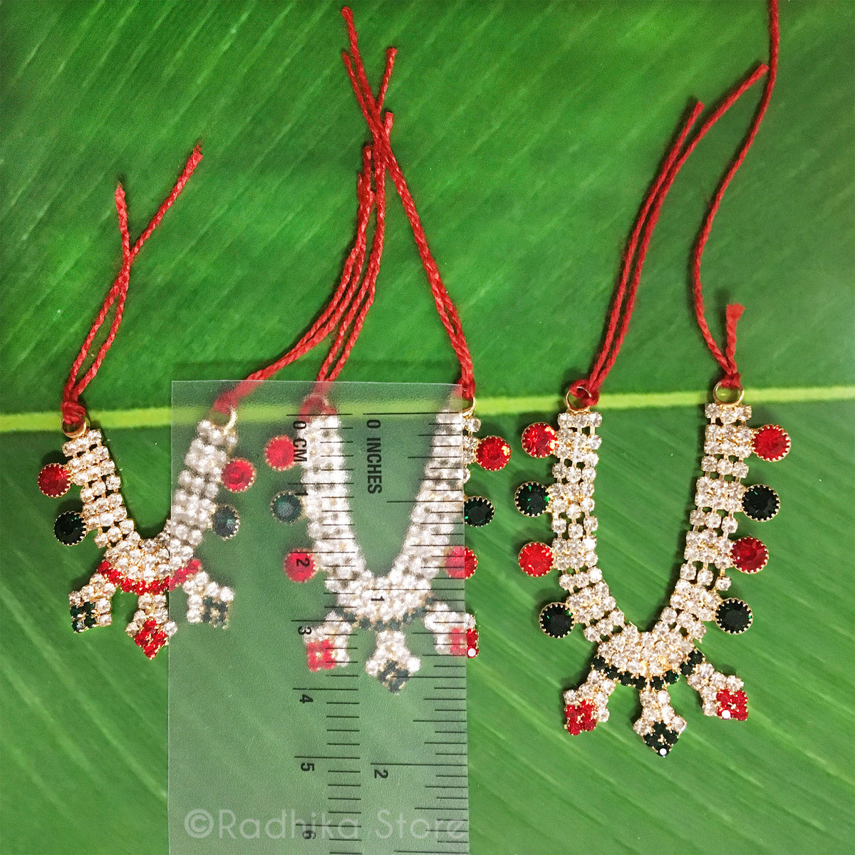 Docks of Kusum Sarovar Emerald Ruby Rhinestone - Deity Necklace