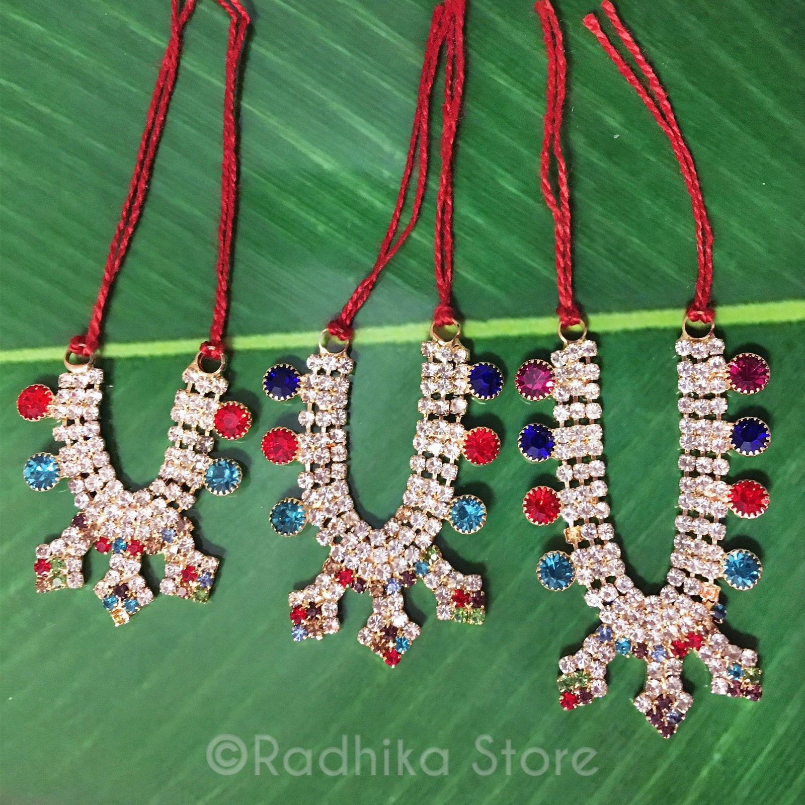 Docks of Kusum Sarovar Multi Color Rhinestone - Deity Necklace