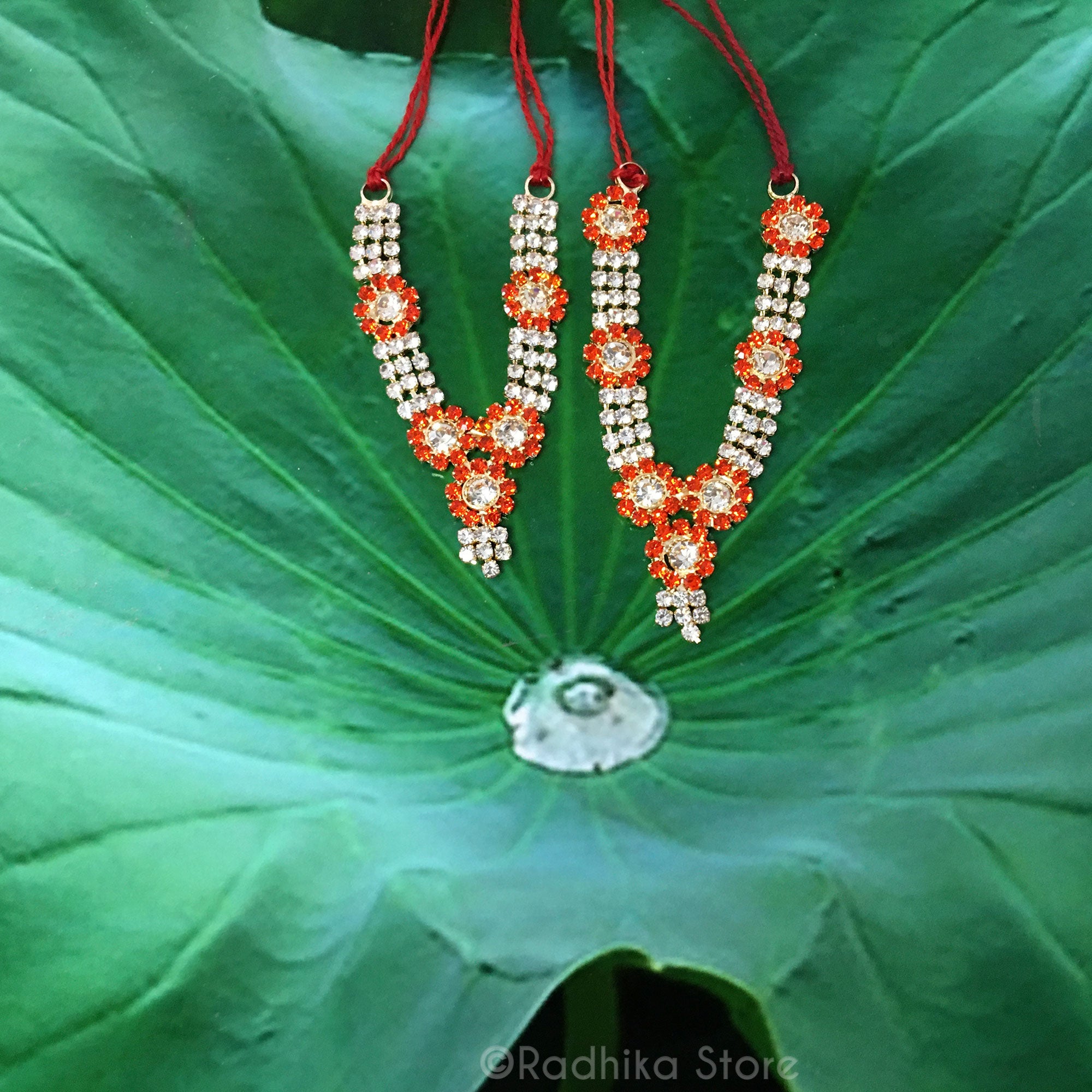 Marigolds in Lotus Pond Rhinestone Deity Necklace