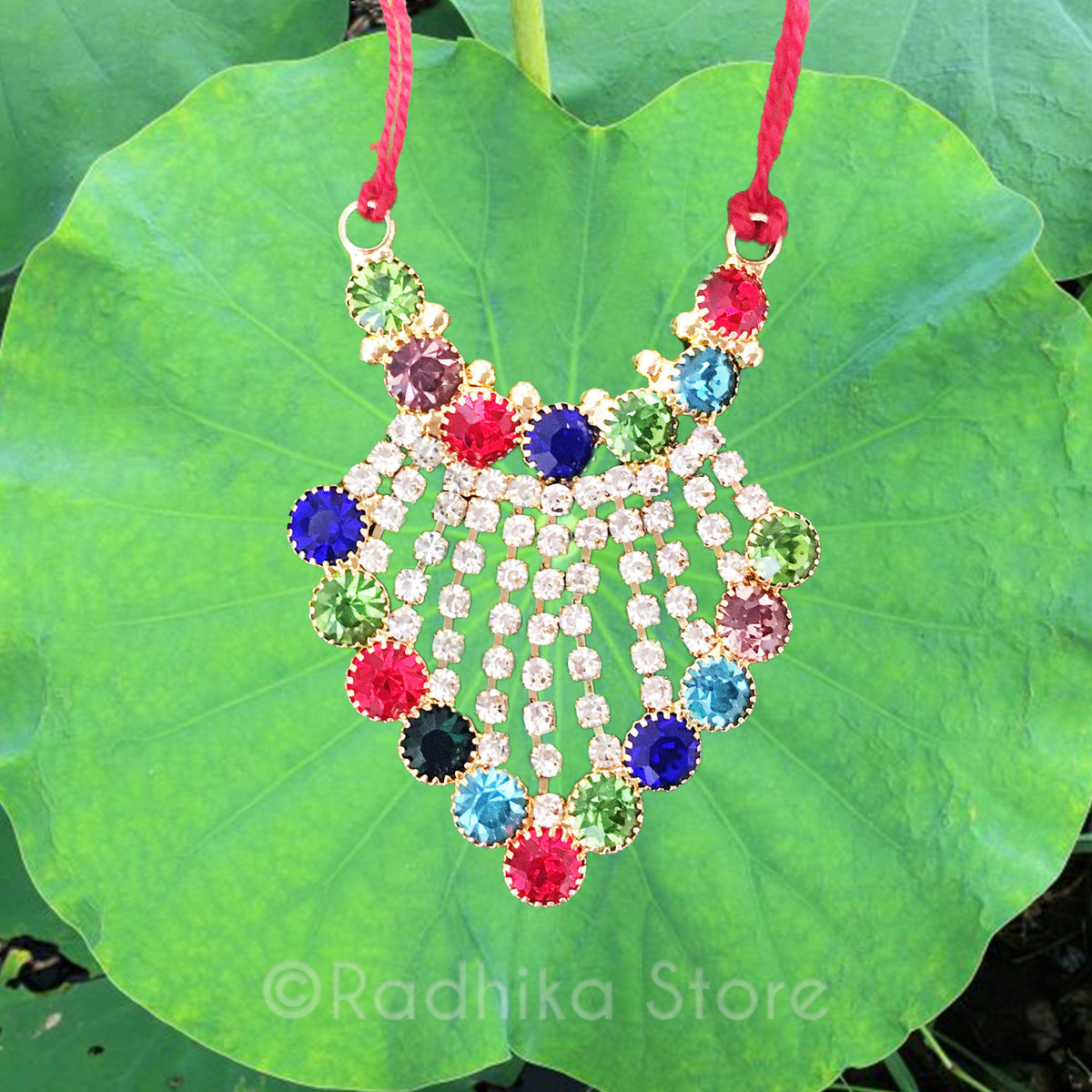 Mayapur Style Multi Color Rhinestone - Deity Necklace