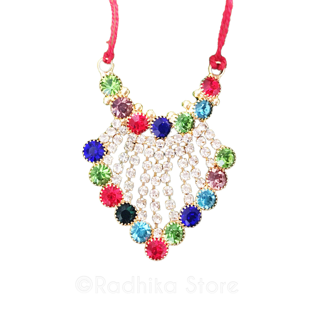 Mayapur Style Multi Color Rhinestone - Deity Necklace