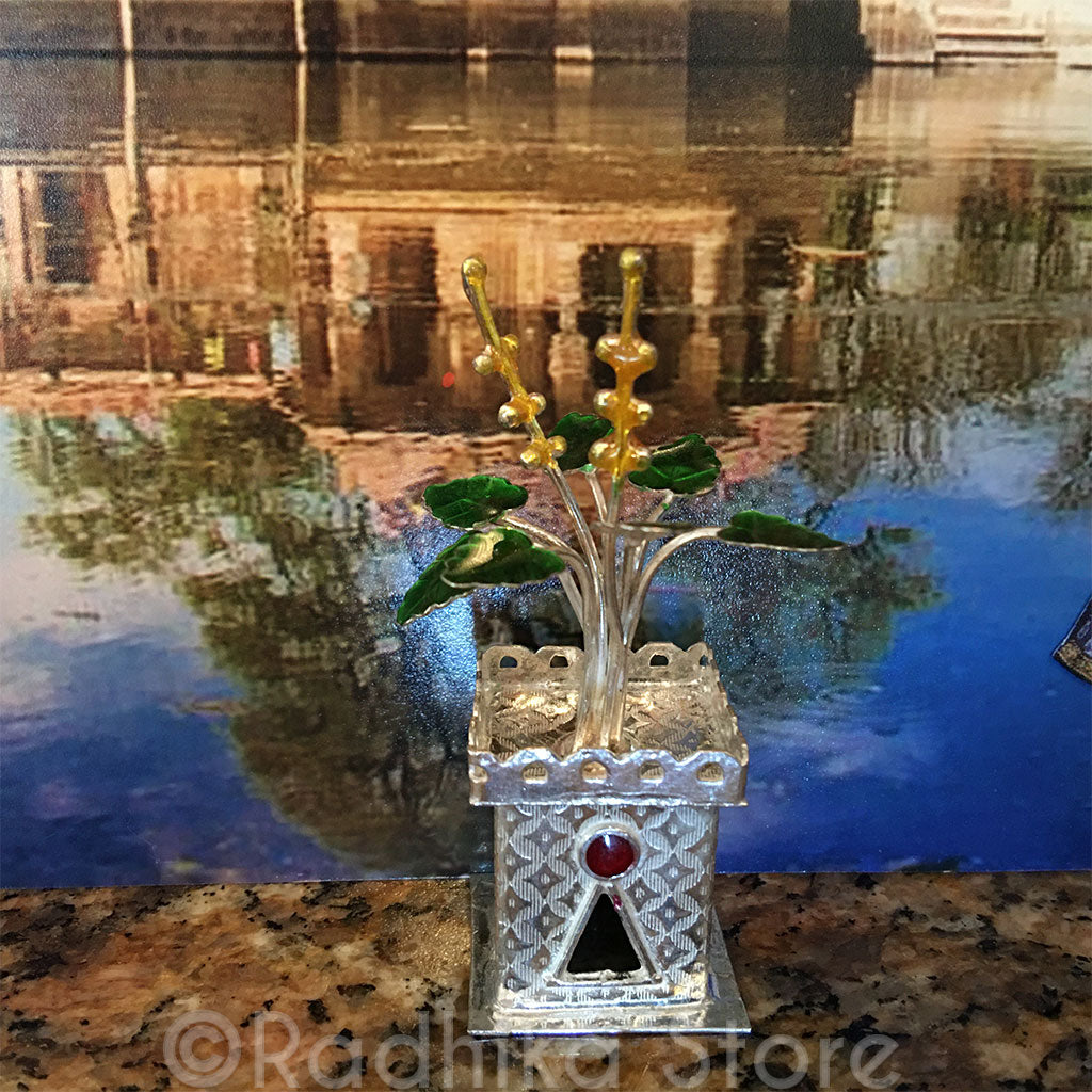 Silver Tulsi Plants Replica for Altar