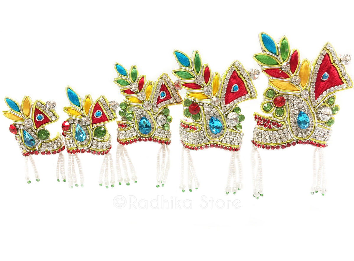 Festival Bhakti Leaf- Multi Color - Deity Crown Necklace Set