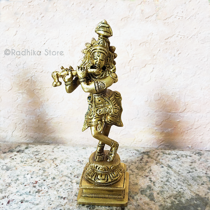 Murli Krishna - Brass Murti/Deity - 5" Inch