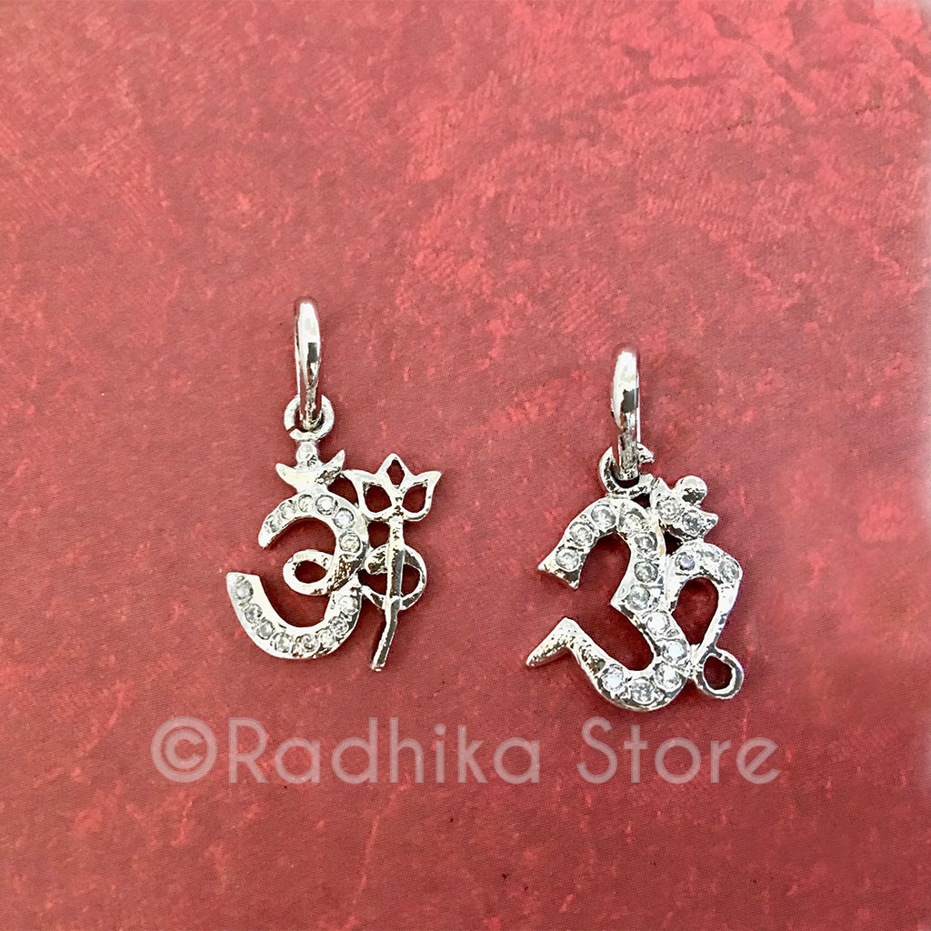 Small Silver Om Cz&#39;s Pendants -Choose Style