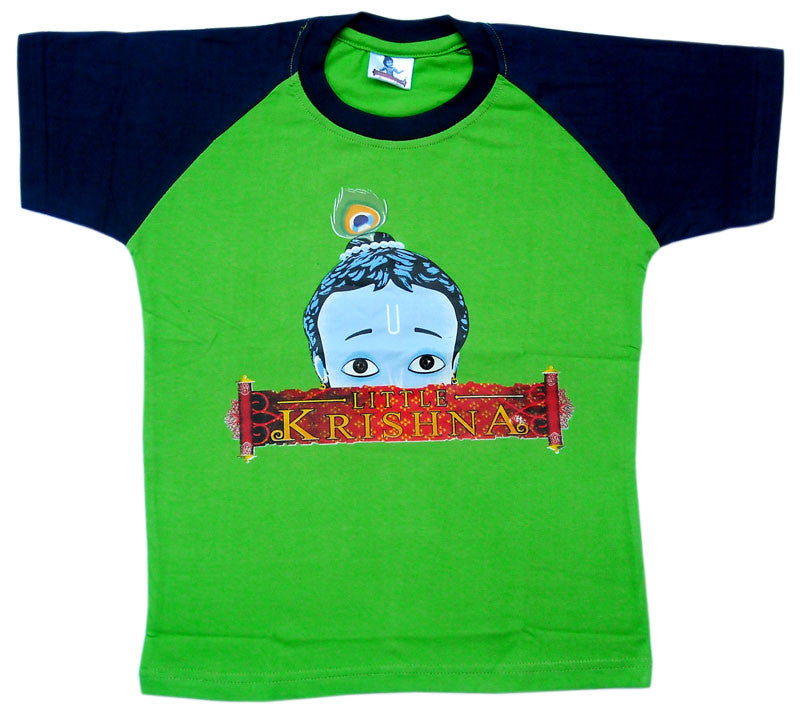 Peeking Krishna T-shirt, Green