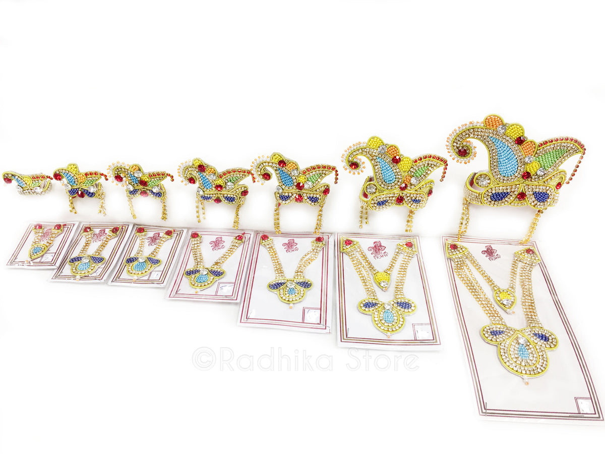 Prayag - Seed Bead Deity Crown and Necklace Set