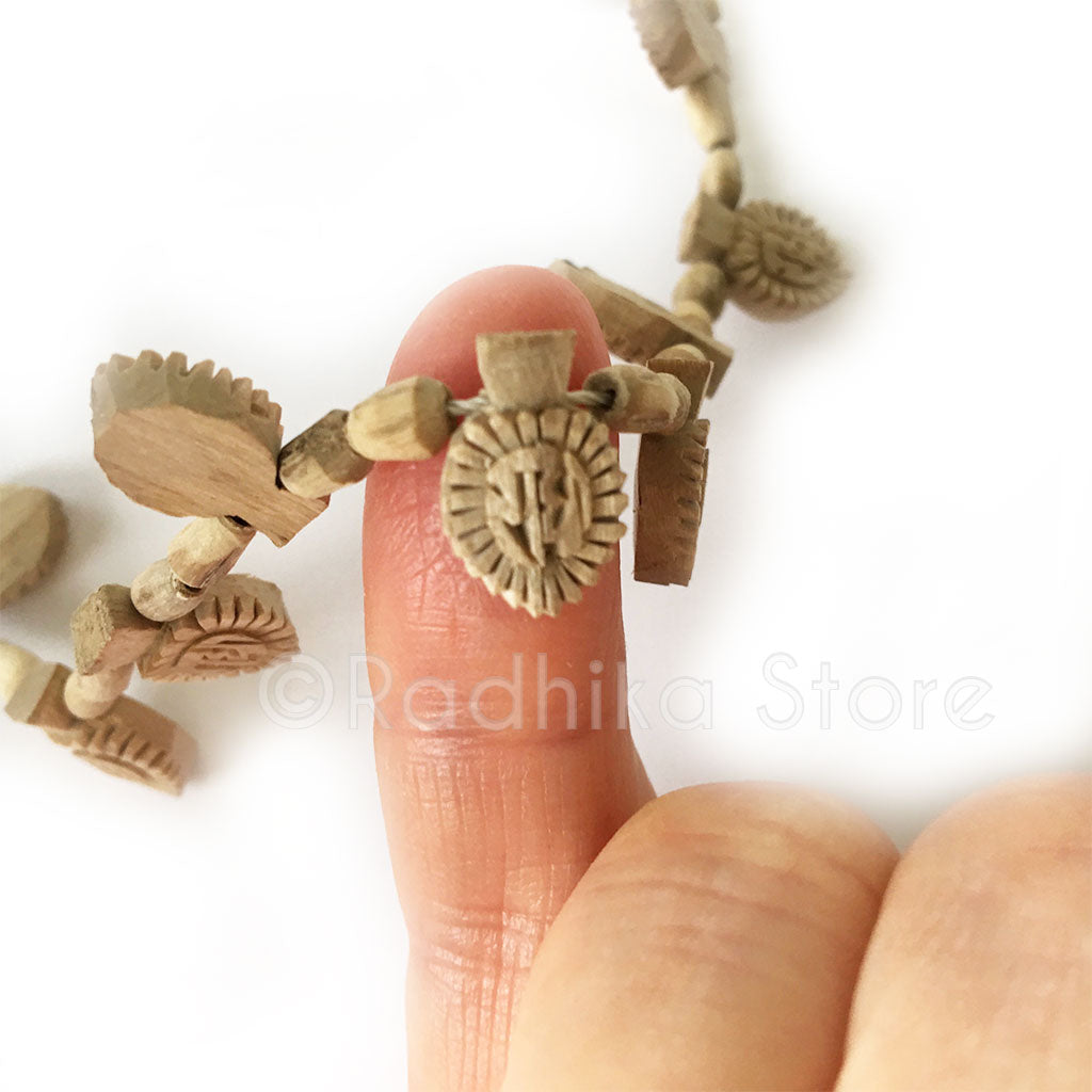 16 Tiny Radha Lotus Sanskrit Pendants - Tulsi Necklace