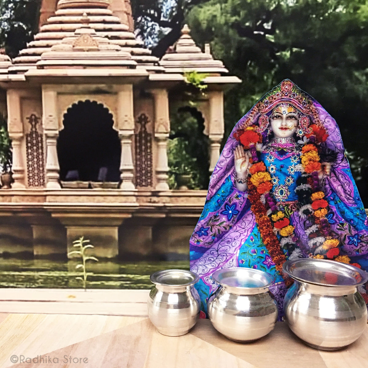 Miniature Silver Deity Pots- With Stripe