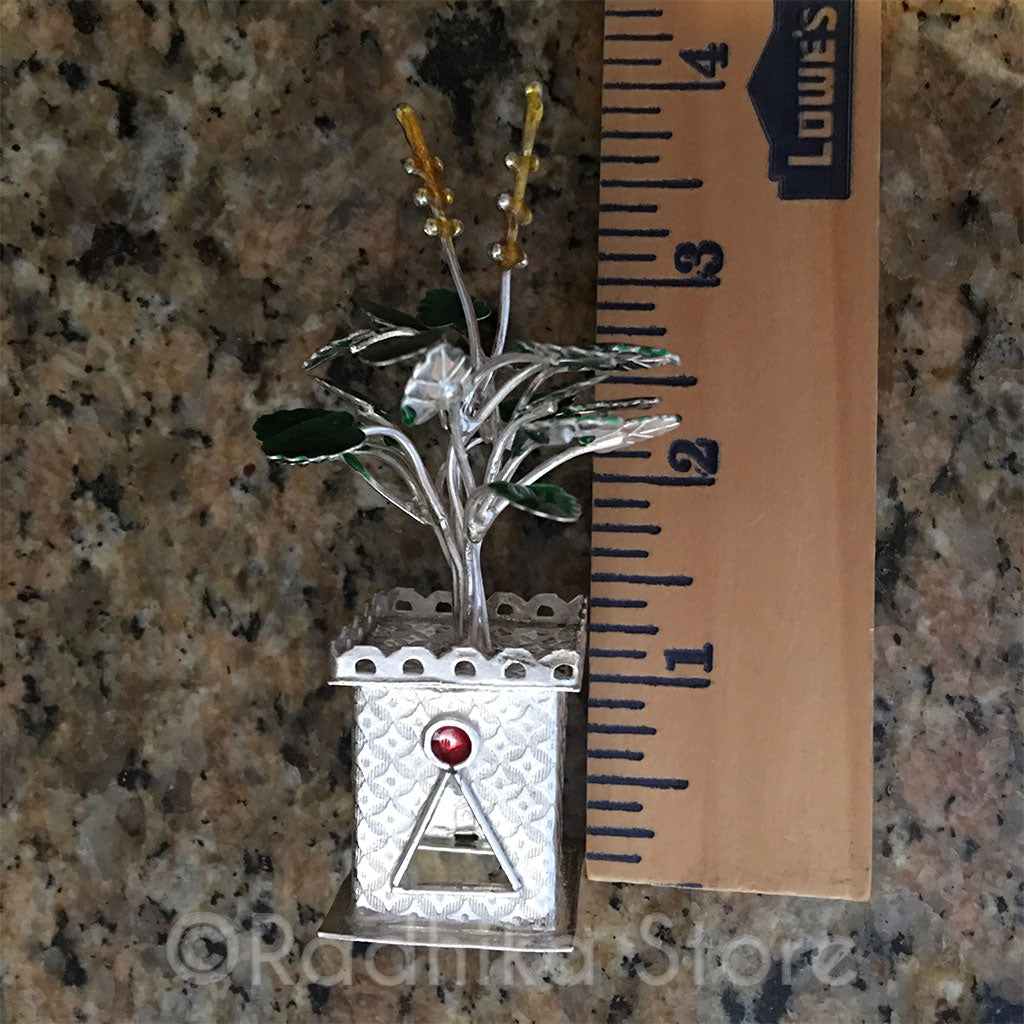 Silver Tulsi Plants Replica for Altar