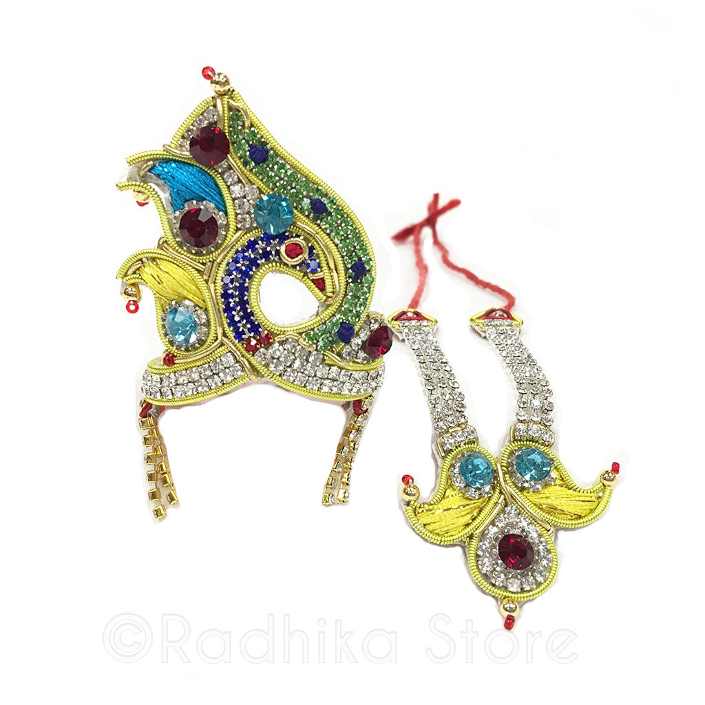Wild Peacock - Rhinestone Crown and Necklace Set