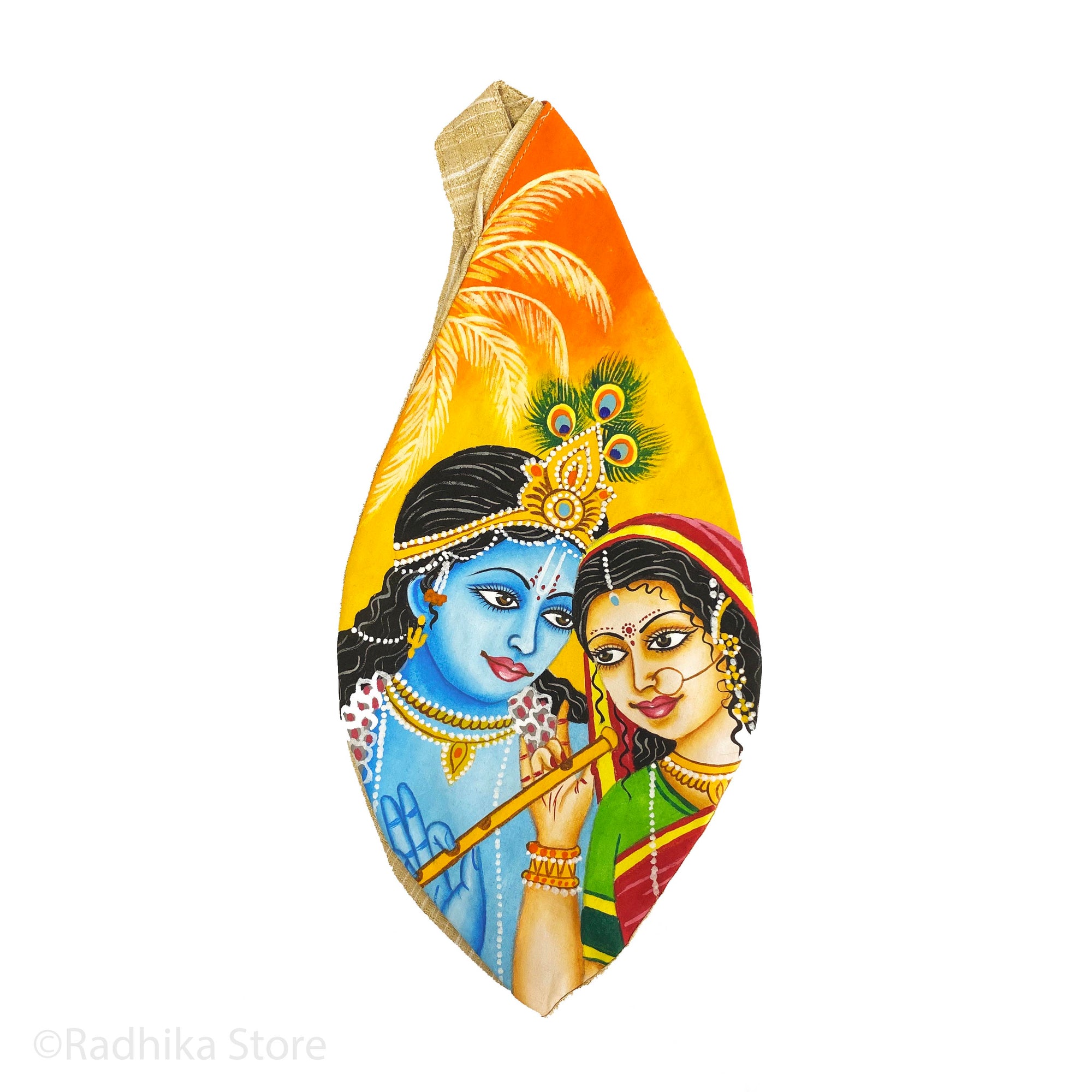 Radha Krishna  Palm Tree - Hand Painted - Bead Bag