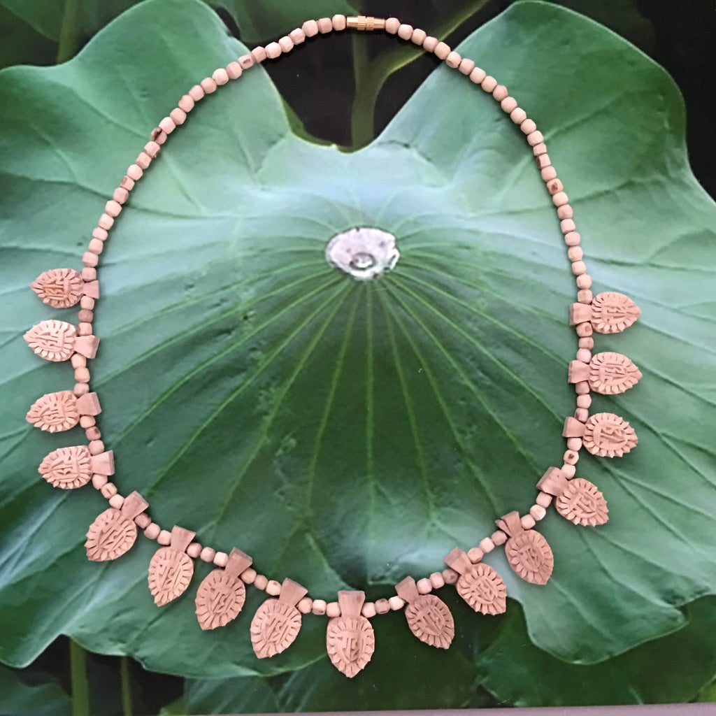 16 Radha Lotus Small Pendant - With Round Beads-Tulsi Necklace